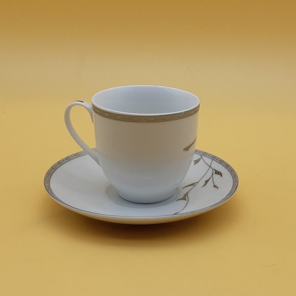 White and Silver Tea Cup and Saucer by RK - Picture 3 of 11